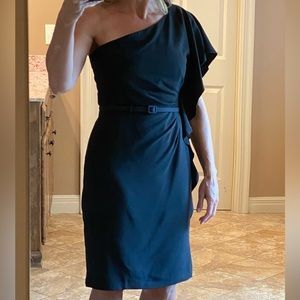 White House Black Market one shoulder dress with belt